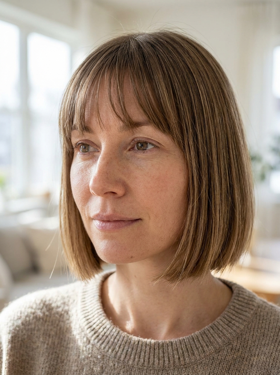 Blunt Bob mit leichtem Pony als Bob Frisuren mit Pony Inspiration 2026